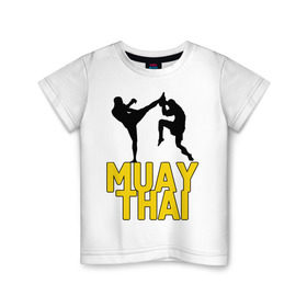 Детская футболка хлопок с принтом Муай тай (Muay Thai). , 100% хлопок | круглый вырез горловины, полуприлегающий силуэт, длина до линии бедер | бойцы | бокс | боксеры | спортивные | тайский бокс