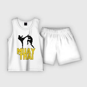 Детская пижама с шортами хлопок с принтом Муай тай (Muay Thai). ,  |  | бойцы | бокс | боксеры | спортивные | тайский бокс