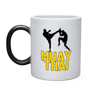 Кружка хамелеон с принтом Муай тай (Muay Thai). , керамика | меняет цвет при нагревании, емкость 330 мл | Тематика изображения на принте: бойцы | бокс | боксеры | спортивные | тайский бокс