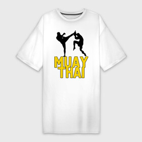 Платье-футболка хлопок с принтом Муай тай (Muay Thai). ,  |  | бойцы | бокс | боксеры | спортивные | тайский бокс