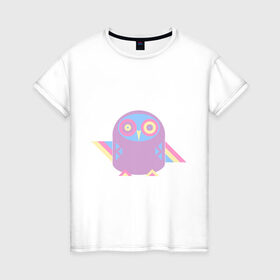 Женская футболка хлопок с принтом Цветная сова , 100% хлопок | прямой крой, круглый вырез горловины, длина до линии бедер, слегка спущенное плечо | животное | птица | совушка
