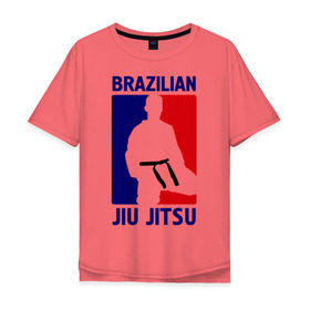 Мужская футболка хлопок Oversize с принтом Джиу-джитсу (Jiu jitsu) , 100% хлопок | свободный крой, круглый ворот, “спинка” длиннее передней части | Тематика изображения на принте: brazilian | бой | джиу джитсу | карате | черный пояс