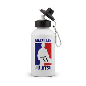 Бутылка спортивная с принтом Джиу-джитсу (Jiu jitsu) , металл | емкость — 500 мл, в комплекте две пластиковые крышки и карабин для крепления | Тематика изображения на принте: brazilian | бой | джиу джитсу | карате | черный пояс