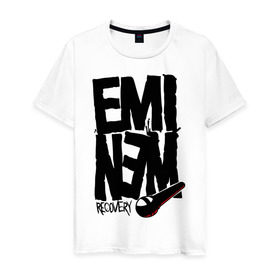 Мужская футболка хлопок с принтом Eminem recovery , 100% хлопок | прямой крой, круглый вырез горловины, длина до линии бедер, слегка спущенное плечо. | хип хоп