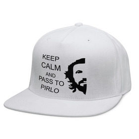 Кепка снепбек с прямым козырьком с принтом Keep calm and pass to Pirlo , хлопок 100% |  | мяч | пасуй | передача | пирло | спорт | спортивные | спортсмен | футбол | футболист