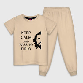Детская пижама хлопок с принтом Keep calm and pass to Pirlo , 100% хлопок |  брюки и футболка прямого кроя, без карманов, на брюках мягкая резинка на поясе и по низу штанин
 | мяч | пасуй | передача | пирло | спорт | спортивные | спортсмен | футбол | футболист
