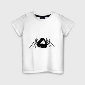 Детская футболка хлопок с принтом Паучек , 100% хлопок | круглый вырез горловины, полуприлегающий силуэт, длина до линии бедер | грустный паук | паук | паучек | унылый паук