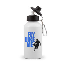 Бутылка спортивная с принтом Fly like me. , металл | емкость — 500 мл, в комплекте две пластиковые крышки и карабин для крепления | basketball | баскетбол | баскетболист | спорт