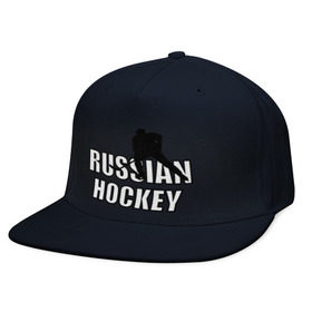 Кепка снепбек с прямым козырьком с принтом Russian hockey (Русский хоккей). , хлопок 100% |  | russian hochey | русский хоккей | спорт | хоккеист | хоккей