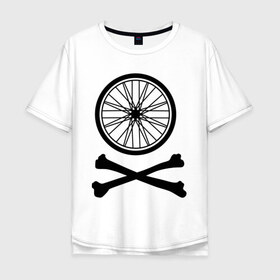 Мужская футболка хлопок Oversize с принтом Bicycle , 100% хлопок | свободный крой, круглый ворот, “спинка” длиннее передней части | bicycle | две кости | колесо | колесо от велосипеда | кости | кости с колесом | перекошенные кости
