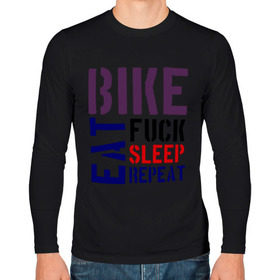 Мужской лонгслив хлопок с принтом Bike eat sleep repeat , 100% хлопок |  | Тематика изображения на принте: bicycle | bike | bike eat sleep repeat | eat | repeat | sleep | велик | велосипед | велосипедист