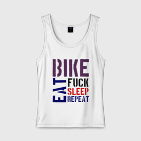 Женская майка хлопок с принтом Bike eat sleep repeat , 95% хлопок, 5% эластан |  | bicycle | bike | bike eat sleep repeat | eat | repeat | sleep | велик | велосипед | велосипедист