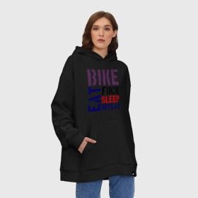 Худи SuperOversize хлопок с принтом Bike eat sleep repeat , 70% хлопок, 30% полиэстер, мягкий начес внутри | карман-кенгуру, эластичная резинка на манжетах и по нижней кромке, двухслойный капюшон
 | bicycle | bike | bike eat sleep repeat | eat | repeat | sleep | велик | велосипед | велосипедист