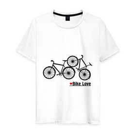 Мужская футболка хлопок с принтом Bike Love , 100% хлопок | прямой крой, круглый вырез горловины, длина до линии бедер, слегка спущенное плечо. | bike love | байкерам | велосипеды | для байкеров | для мотоциклистов | мотоциклистам