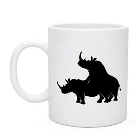 Кружка с принтом Носороги , керамика | объем — 330 мл, диаметр — 80 мм. Принт наносится на бока кружки, можно сделать два разных изображения | носорог | носороги | носороги занимаются этим | носороги спариваются | спаривание