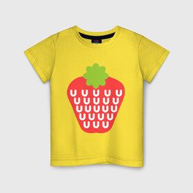 Детская футболка хлопок с принтом Вкусная клубничка , 100% хлопок | круглый вырез горловины, полуприлегающий силуэт, длина до линии бедер | Тематика изображения на принте: еда | клубника | лето | фрукты | ягода | ягодка
