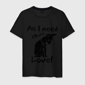 Мужская футболка хлопок с принтом All i need is love. , 100% хлопок | прямой крой, круглый вырез горловины, длина до линии бедер, слегка спущенное плечо. | 