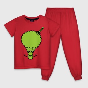 Детская пижама хлопок с принтом Брокколи , 100% хлопок |  брюки и футболка прямого кроя, без карманов, на брюках мягкая резинка на поясе и по низу штанин
 | еда | капуста | овощ | прикольные картинки