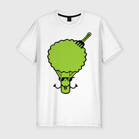 Мужская футболка премиум с принтом Брокколи , 92% хлопок, 8% лайкра | приталенный силуэт, круглый вырез ворота, длина до линии бедра, короткий рукав | еда | капуста | овощ | прикольные картинки