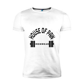 Мужская футболка премиум с принтом House of pain , 92% хлопок, 8% лайкра | приталенный силуэт, круглый вырез ворота, длина до линии бедра, короткий рукав | house | house of pain | ironwear | pain | штанга