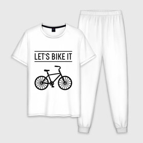 Мужская пижама хлопок с принтом Lets bike it , 100% хлопок | брюки и футболка прямого кроя, без карманов, на брюках мягкая резинка на поясе и по низу штанин
 | bike | ride | байк | велик | велогонщик | велопробег | велосипед | велоспорт | кататься | прокатись