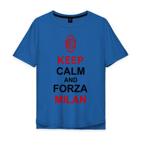 Мужская футболка хлопок Oversize с принтом keep calm and Forza Milan , 100% хлопок | свободный крой, круглый ворот, “спинка” длиннее передней части | Тематика изображения на принте: болельщикам | матч | милан | спорт | фк | футбол | футбольный клуб