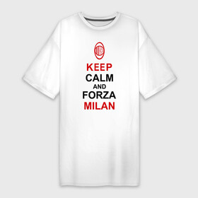 Платье-футболка хлопок с принтом keep calm and Forza Milan ,  |  | болельщикам | матч | милан | спорт | фк | футбол | футбольный клуб