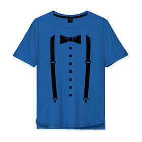 Мужская футболка хлопок Oversize с принтом Gentleman , 100% хлопок | свободный крой, круглый ворот, “спинка” длиннее передней части | галстук | костюм | одежда | подтяжки | рубашка