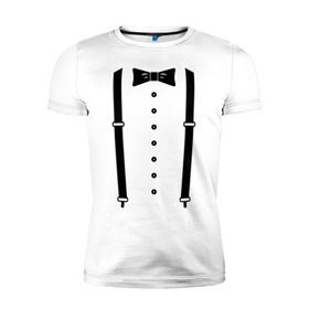 Мужская футболка премиум с принтом Gentleman , 92% хлопок, 8% лайкра | приталенный силуэт, круглый вырез ворота, длина до линии бедра, короткий рукав | галстук | костюм | одежда | подтяжки | рубашка