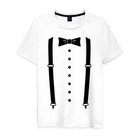 Мужская футболка хлопок с принтом Gentleman , 100% хлопок | прямой крой, круглый вырез горловины, длина до линии бедер, слегка спущенное плечо. | галстук | костюм | одежда | подтяжки | рубашка