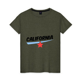 Женская футболка хлопок с принтом California , 100% хлопок | прямой крой, круглый вырез горловины, длина до линии бедер, слегка спущенное плечо | америка | география | калифорния | политические | сша | штаты