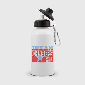 Бутылка спортивная с принтом Dream Chasers , металл | емкость — 500 мл, в комплекте две пластиковые крышки и карабин для крепления | Тематика изображения на принте: 