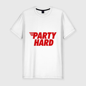 Мужская футболка премиум с принтом Party Hard , 92% хлопок, 8% лайкра | приталенный силуэт, круглый вырез ворота, длина до линии бедра, короткий рукав | Тематика изображения на принте: hard | party | party hard | swag | sweg | сваг