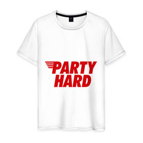 Мужская футболка хлопок с принтом Party Hard , 100% хлопок | прямой крой, круглый вырез горловины, длина до линии бедер, слегка спущенное плечо. | Тематика изображения на принте: hard | party | party hard | swag | sweg | сваг