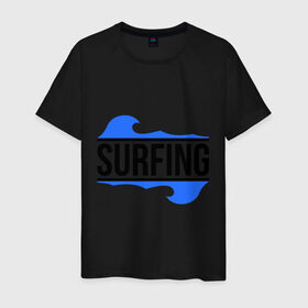 Мужская футболка хлопок с принтом Surfing , 100% хлопок | прямой крой, круглый вырез горловины, длина до линии бедер, слегка спущенное плечо. | 