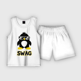 Детская пижама с шортами хлопок с принтом SWAG Penguin ,  |  | пингвин