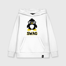 Детская толстовка хлопок с принтом SWAG Penguin , 100% хлопок | Круглый горловой вырез, эластичные манжеты, пояс, капюшен | пингвин