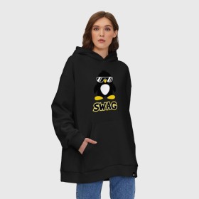 Худи SuperOversize хлопок с принтом SWAG Penguin , 70% хлопок, 30% полиэстер, мягкий начес внутри | карман-кенгуру, эластичная резинка на манжетах и по нижней кромке, двухслойный капюшон
 | пингвин