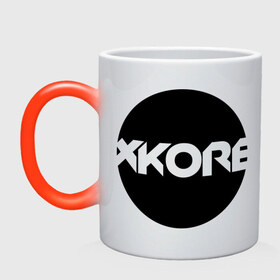 Кружка хамелеон с принтом XKore , керамика | меняет цвет при нагревании, емкость 330 мл | dubstep | electro | даб степ | дабстеп | логотипы | музыка