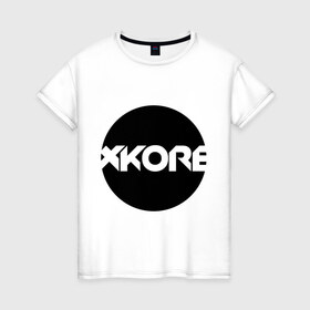 Женская футболка хлопок с принтом XKore , 100% хлопок | прямой крой, круглый вырез горловины, длина до линии бедер, слегка спущенное плечо | dubstep | electro | даб степ | дабстеп | логотипы | музыка