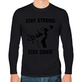Мужской лонгслив хлопок с принтом Doctor Who : Stay Strong Stay Sonic , 100% хлопок |  | 
