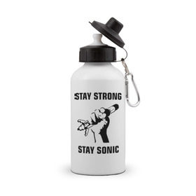 Бутылка спортивная с принтом Doctor Who : Stay Strong Stay Sonic , металл | емкость — 500 мл, в комплекте две пластиковые крышки и карабин для крепления | Тематика изображения на принте: 