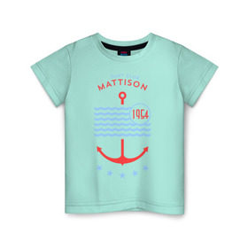 Детская футболка хлопок с принтом MATTISON яхт-клуб , 100% хлопок | круглый вырез горловины, полуприлегающий силуэт, длина до линии бедер | Тематика изображения на принте: mattison | маттисон | море | якорь | яхкт клуб