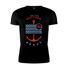 Мужская футболка премиум с принтом MATTISON яхт-клуб , 92% хлопок, 8% лайкра | приталенный силуэт, круглый вырез ворота, длина до линии бедра, короткий рукав | Тематика изображения на принте: mattison | маттисон | море | якорь | яхкт клуб