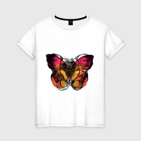Женская футболка хлопок с принтом Бабочка , 100% хлопок | прямой крой, круглый вырез горловины, длина до линии бедер, слегка спущенное плечо | 