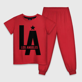 Детская пижама хлопок с принтом Los Angeles Star , 100% хлопок |  брюки и футболка прямого кроя, без карманов, на брюках мягкая резинка на поясе и по низу штанин
 | la | la style | los andgeles | los angeles | rnd | star | usa | америка | город ангелов | города | лос анджелес | лос анжелес | лосанджелес | лосанжелес | рэп | страны | сша | штаты