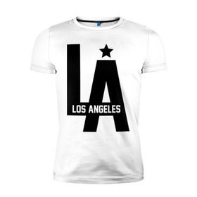 Мужская футболка премиум с принтом Los Angeles Star , 92% хлопок, 8% лайкра | приталенный силуэт, круглый вырез ворота, длина до линии бедра, короткий рукав | Тематика изображения на принте: la | la style | los andgeles | los angeles | rnd | star | usa | америка | город ангелов | города | лос анджелес | лос анжелес | лосанджелес | лосанжелес | рэп | страны | сша | штаты
