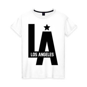 Женская футболка хлопок с принтом Los Angeles Star , 100% хлопок | прямой крой, круглый вырез горловины, длина до линии бедер, слегка спущенное плечо | la | la style | los andgeles | los angeles | rnd | star | usa | америка | город ангелов | города | лос анджелес | лос анжелес | лосанджелес | лосанжелес | рэп | страны | сша | штаты