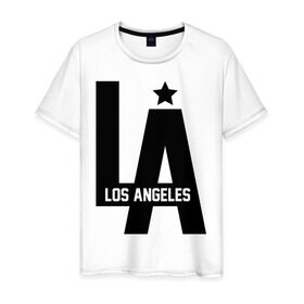 Мужская футболка хлопок с принтом Los Angeles Star , 100% хлопок | прямой крой, круглый вырез горловины, длина до линии бедер, слегка спущенное плечо. | la | la style | los andgeles | los angeles | rnd | star | usa | америка | город ангелов | города | лос анджелес | лос анжелес | лосанджелес | лосанжелес | рэп | страны | сша | штаты