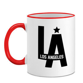 Кружка двухцветная с принтом Los Angeles Star , керамика | объем — 330 мл, диаметр — 80 мм. Цветная ручка и кайма сверху, в некоторых цветах — вся внутренняя часть | la | la style | los andgeles | los angeles | rnd | star | usa | америка | город ангелов | города | лос анджелес | лос анжелес | лосанджелес | лосанжелес | рэп | страны | сша | штаты
